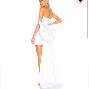 White mini dress with detachable train.